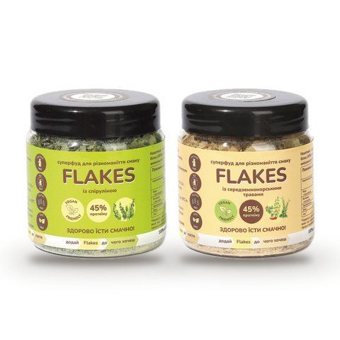 Набір неактивних харчових дріжджів Flakes 2 &times; 50 г: спіруліна та середземноморські трави A7350301-2 фото